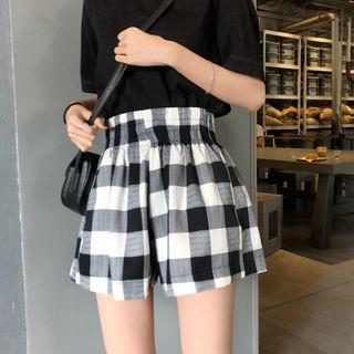 Checker Wide-leg Shorts 0641 - One Size