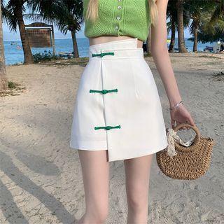 Asymmetrical Frog Buttoned A-line Skirt