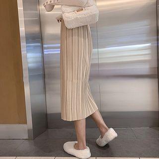 Crinkle Midi Skirt Khaki - One Size