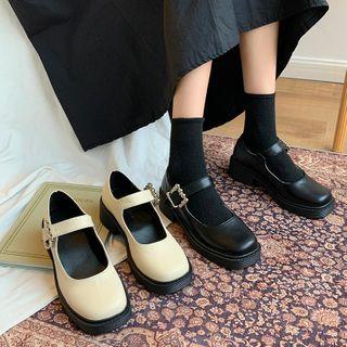 Floral Buckled Mary Jane Shoes