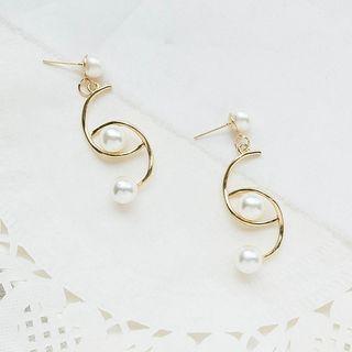 Faux Pearl Hoop Earrings As Shown In Figure - One Size