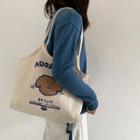 Cartoon Print Canvas Shopper Bag As Shown In Figure - One Size