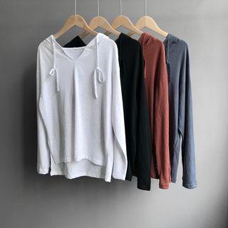 V-neck Knit Hoodie