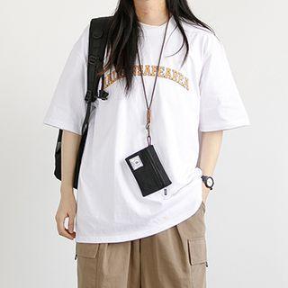 Round Neck Lettering Print Oversized Short Sleeve T-shirt