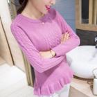 Frill Hem Long-sleeve Sweater