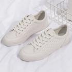 Faux Leather Perforated Sneakers