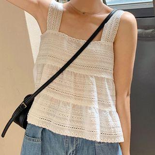Crochet-lace Tank Top White - One Size