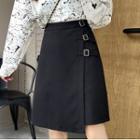 High-waist Asymmetric A-line Midi Skirt