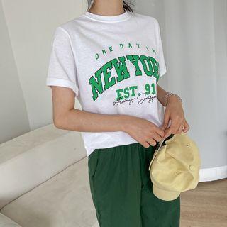Letter-print Crew-neck T-shirt