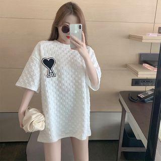 Applique Short-sleeve Top White - One Size