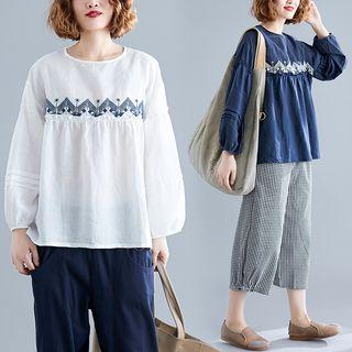 Long-sleeve Embroidered Tunic Top