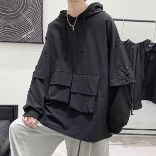 Pocketed Lace-up Hoodie