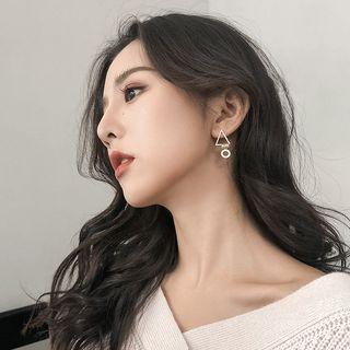 Asymmetric Rhinestone Faux Pearl Drop Earring