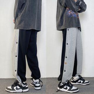 Two Tone Buttoned Side Harem Pants