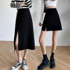 High Waist Slit Mini Skirt / Midi Skirt