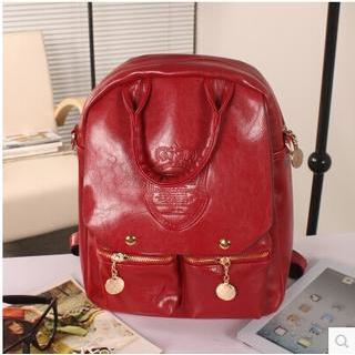 Faux Leather Embossed Backpack