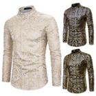 Long-sleeve Metallic Print Shirt