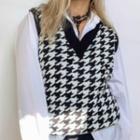 Houndstooth V-neck Sweater Vest