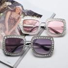 Metal-frame Crystal Square Sunglasses