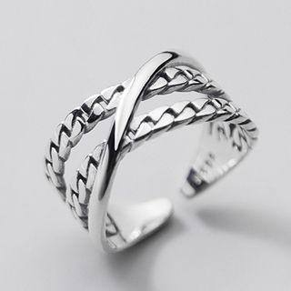 Layered Sterling Silver Open Ring Silver - One Size