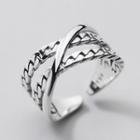 Layered Sterling Silver Open Ring Silver - One Size