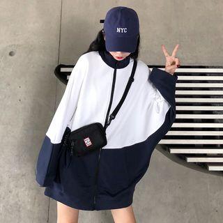 Colored Panel Zip-up Jacket As Shown In Figure - One Size
