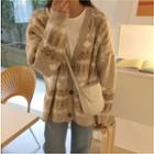 Patterned Cardigan Beige - One Size