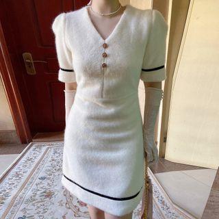 Short-sleeve Fleece Mini Dress