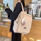 Letter Embroidered Flap Backpack