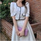 Square-neck Short-sleeve Top / High-waist Semi Skirt
