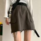 Fringed Trim High-waist Mini A-line Skirt