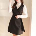 Inset Lace Top Belted Dress