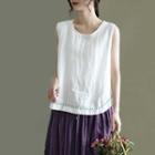 Embroidered Linen Tank Top
