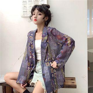 Printed Single-button Light Blazer As Shown In Figure - One Size