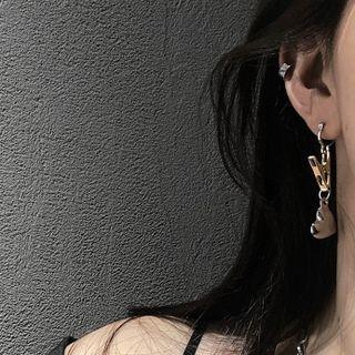 Heart Alloy Dangle Earring 1 Pc - Gold & Silver - One Size