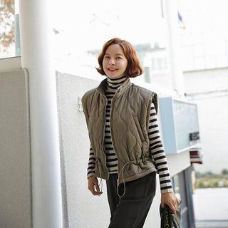 Mock-neck Drawcord-waist Padded Vest