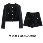 Cropped Button-up Jacket / Wide Leg Shorts