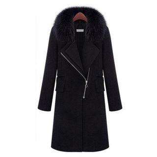 Fluffy Trim Zip-up Coat