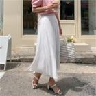 Tie-waist Long Flare Skirt White - One Size