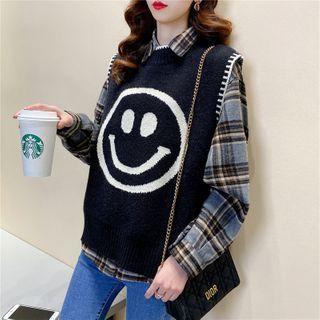 Smiley Face Print Sweater Vest