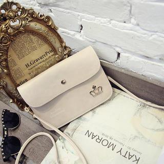Faux-leather Crown Accent Cross Bag