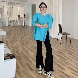 Short-sleeve Slitted T-shirt / Wide-leg Pants
