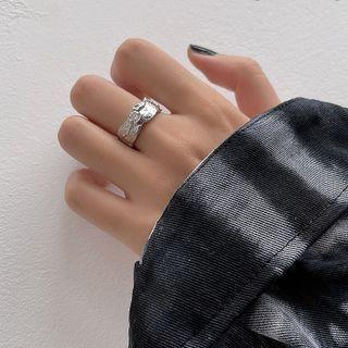 Textured Rhinestone Sterling Silver Ring Silver - One Size