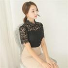 Round-neck Sheer Lace Cardigan