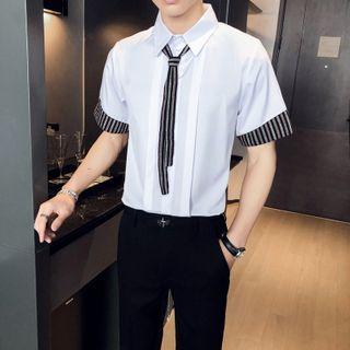 Short-sleeve Neck Tie Shirt