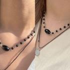 Beaded Chain Necklace Black - One Size