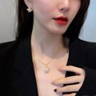 Set: Windmill Rhinestone Pendant Alloy Choker + Ring + Dangle Earring
