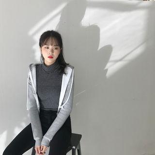 Kangaroo-pocket Brushed-fleece Lined Zip Hoodie