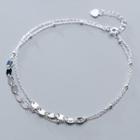 925 Sterling Silver Disc Layered Anklet S925 Silver - Ankle - Silver - One Size