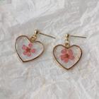 Heart Drop Earring 1 Pair - 446 - Pink Heart - Gold - One Size